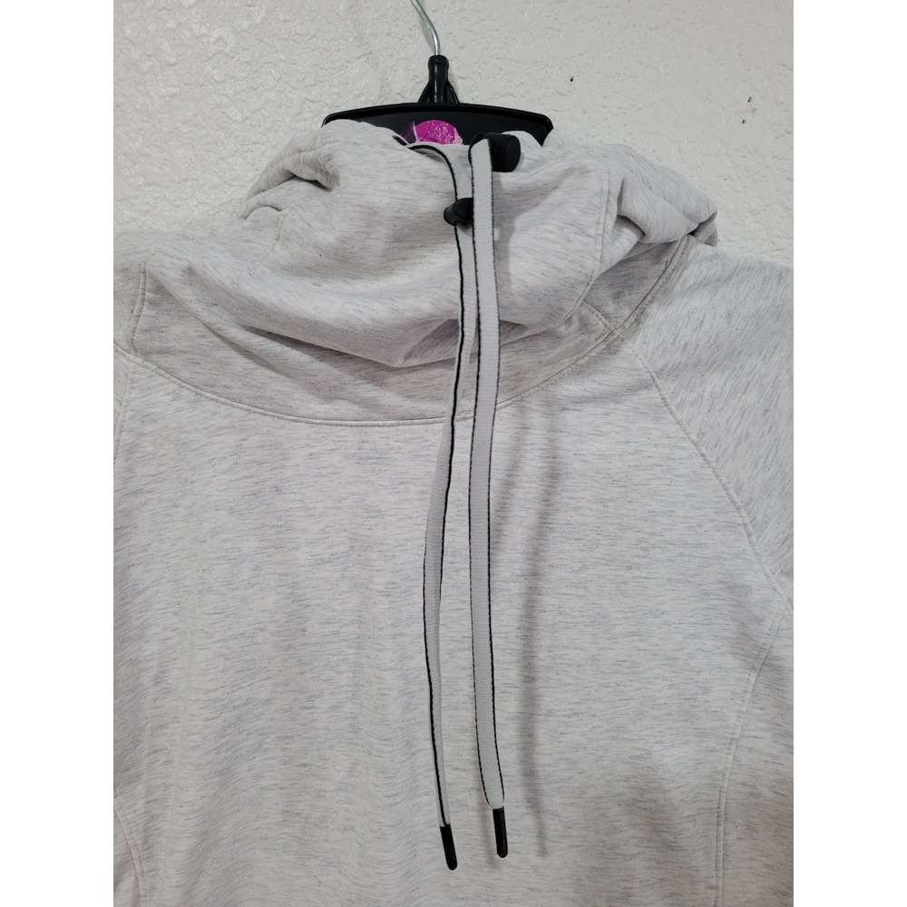 Athleta Light Gray Heathered Cowl Neck Thumbhole Hoodie Sweatshirt Size S #21 - Picture 2 of 7